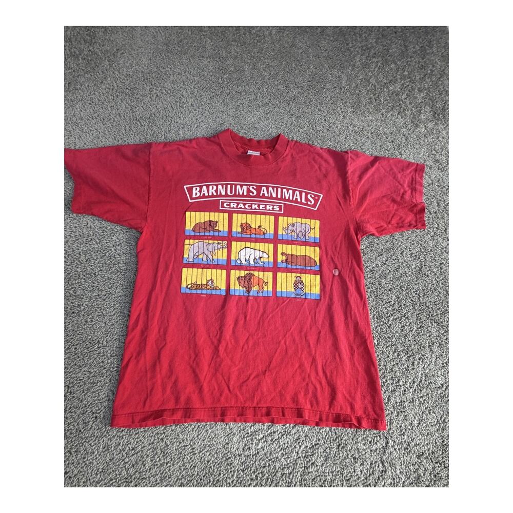 Vintage 90s Barnum Animal Crackers Shirt Mens Large Nabisco Promo Made in USA